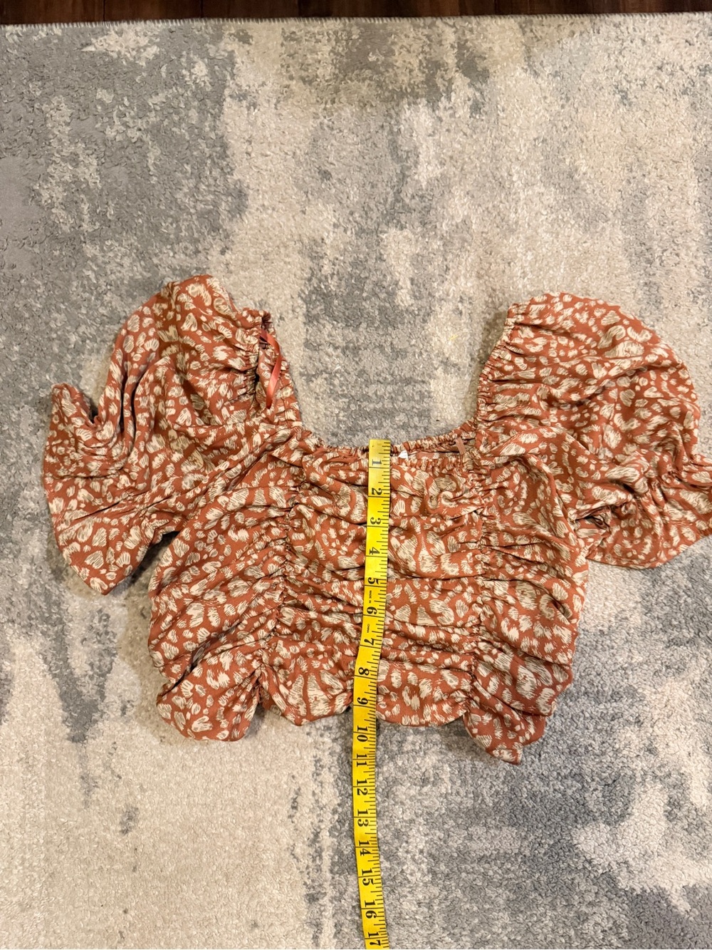 Loverriche Rust Printed Ruffle Crop Top - Women's - Picture 6 of 6